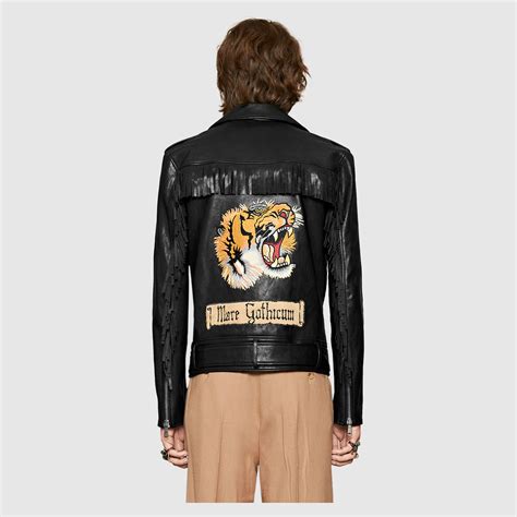 gucci iconic leather jacket|gucci tiger leather jacket.